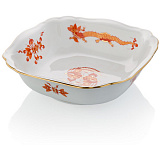 Салатник Meissen квадратный 18,5см Красный Дракон, золотой кант