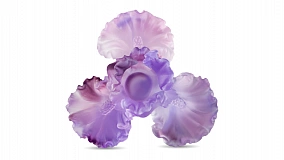 Подсвечник Decor de Table Pate de Verre Cristal Ирисы 8 см, хрустальное тесто, фиолетовый, п/к